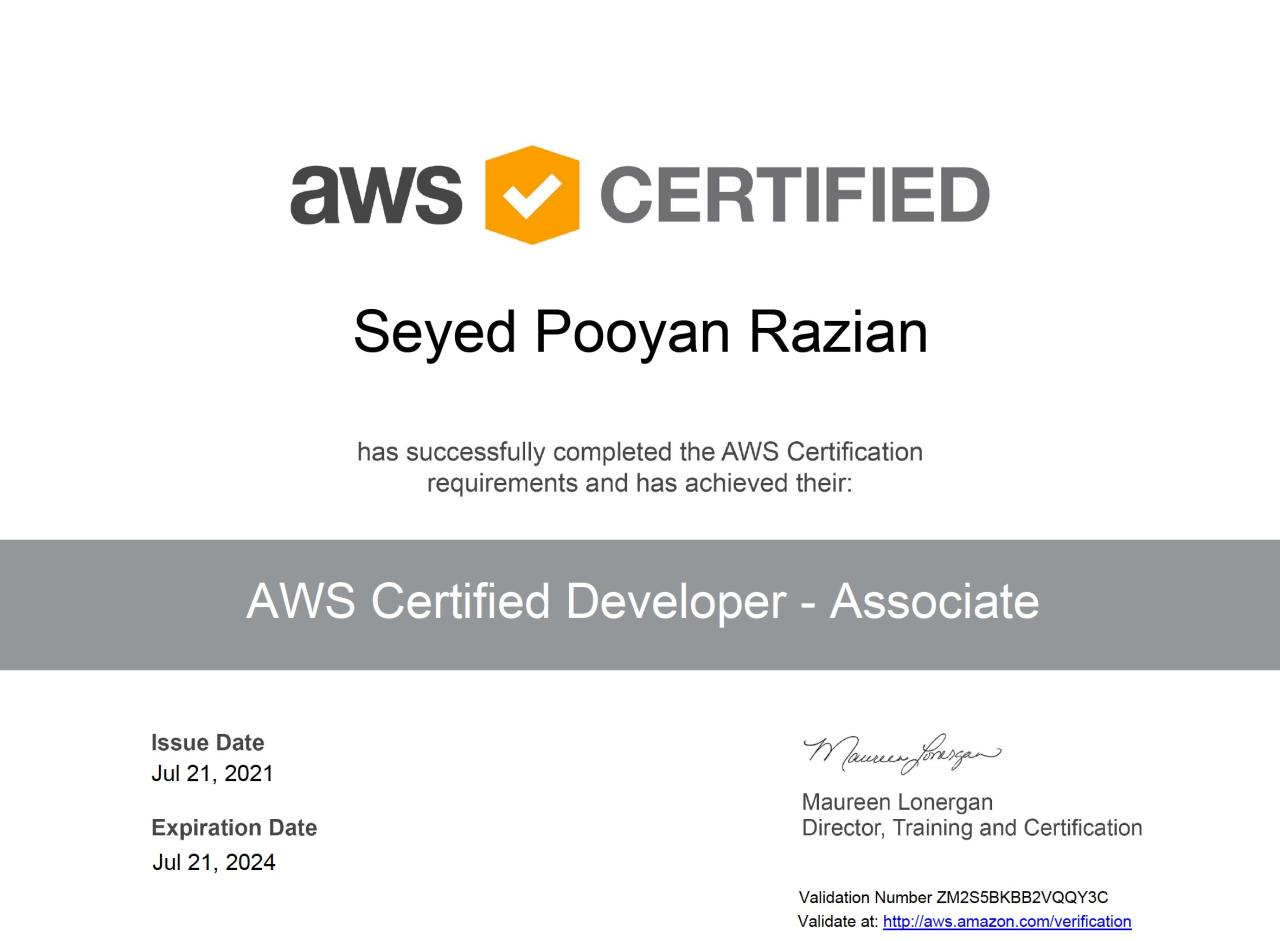 aws associate dev 2021 cert certificate