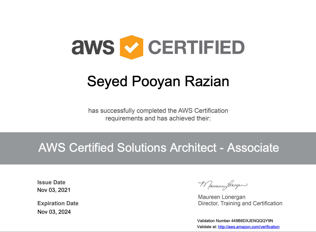 aws certified solutions architect associate cert certificate