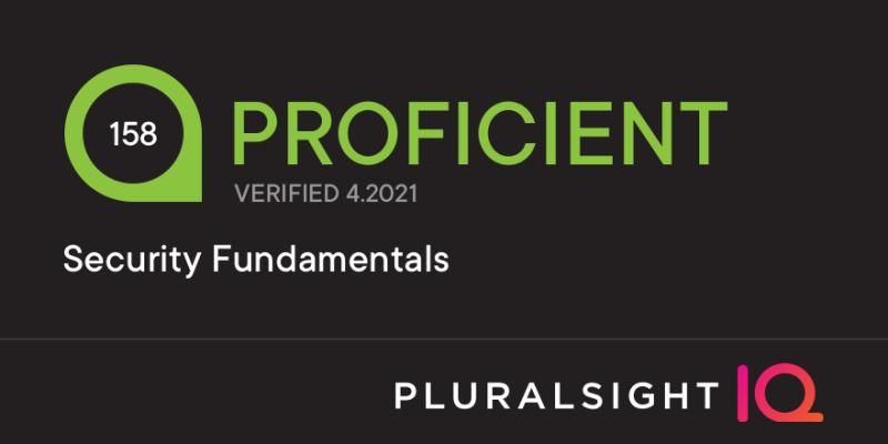 pluralsight skill iq security fundamentals certificate