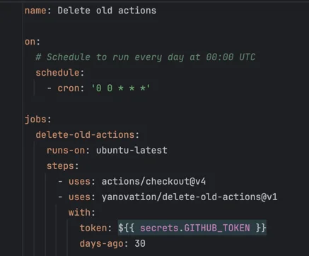 Example how to configure the action