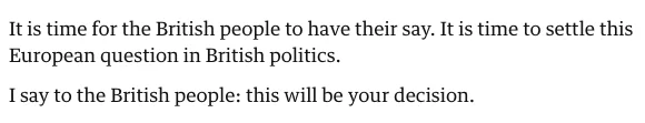 David Cameron's quote about Brexit