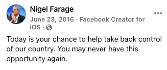 Nigel Farage supported Brexit