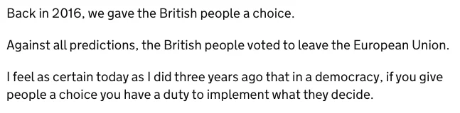 PM Theresa May's quote about Brexit