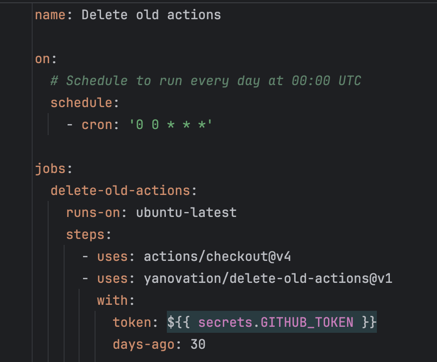 Example how to configure the action