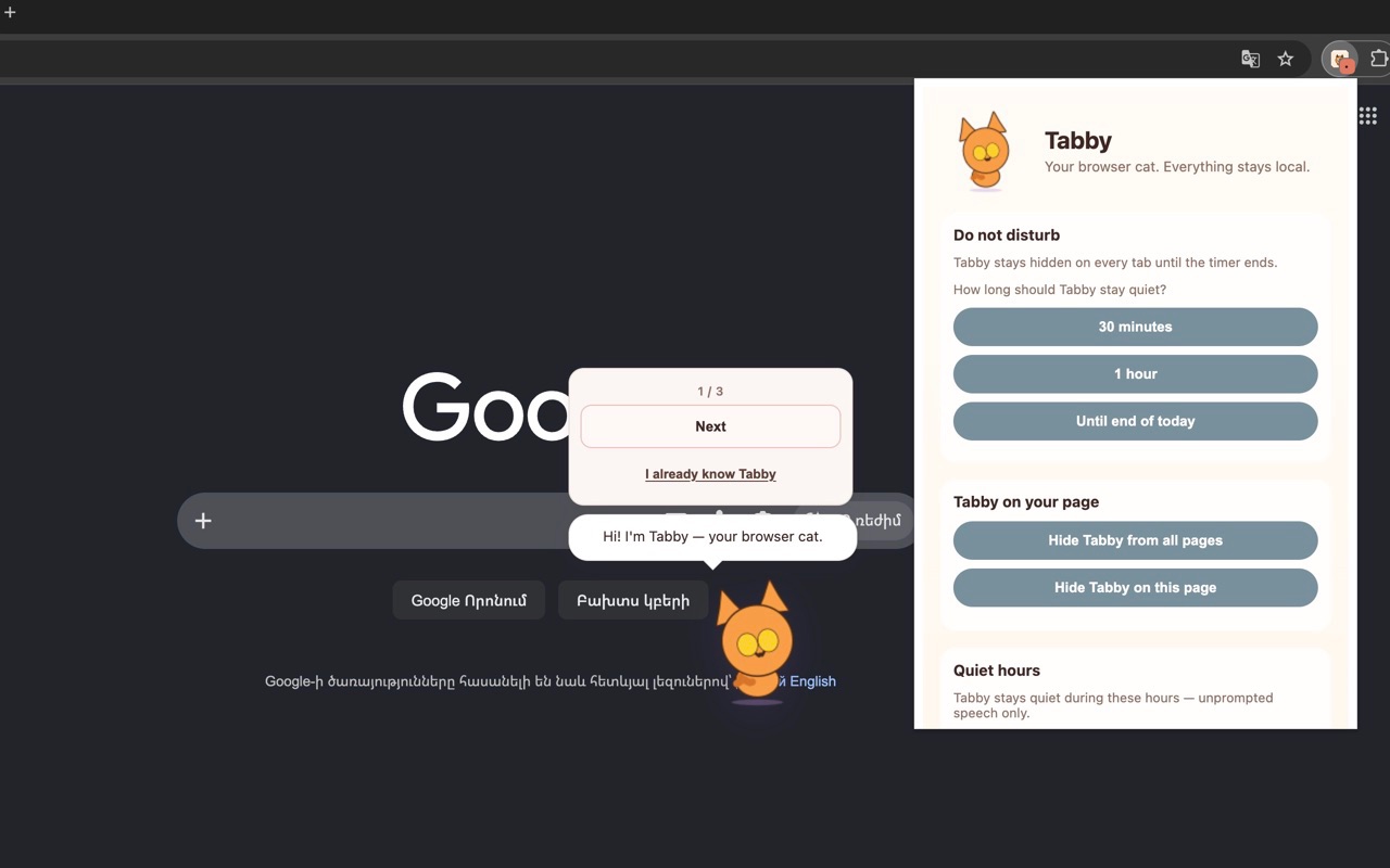 Quiet browsing? Tabby keeps you company