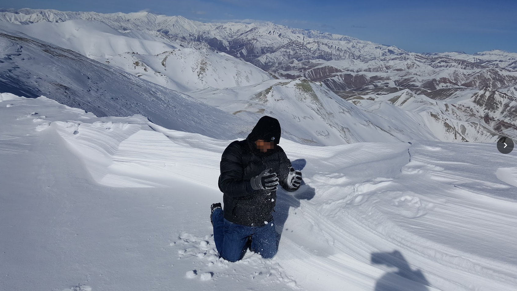 My Indian colleague seeing snow for the first time in his life!