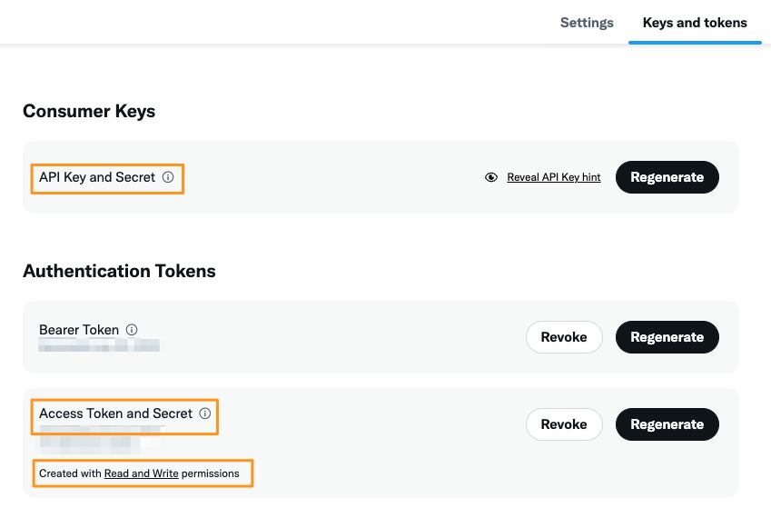 Auth setting details